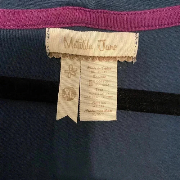 Matilda Jane flowy cardigan XL Blue with pink dot piping - Picture 3 of 3